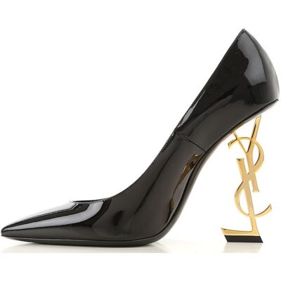 Giày Saint Laurent Opyum Pumps Patent Leather With Gold-Tone Heel 4720110NPKK1000 - Ảnh 2